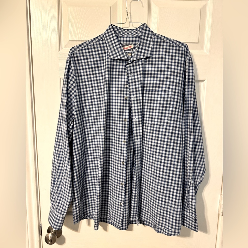 Johnnie-O Royal Blue/Light Blue Gingham Button Down Shirt, 2XL, EUC